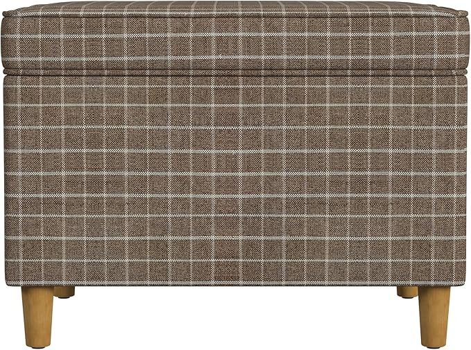 Spatial Order 24" Dinah Collection Storage Ottoman - Brown Windowpane Fabric | Amazon (US)