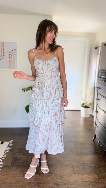The most perfect dress for all your spring and summer events! 
Wearing xs, runs tts. Paired with the most comfortable white strappy sandals from Amazon that I could legit wear all day!! They run tts, wearing 8.


Bridal shower, baby shower dress, wedding guest dress, blue floral dress.

#LTKSeasonal #LTKparties #LTKfindsunder100
