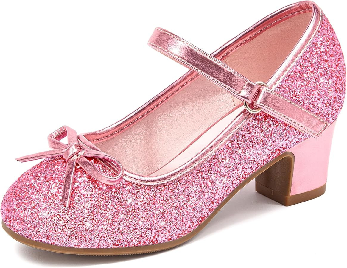 Osinnme Girls Dress Shoes Princess Shoes Sparkle Toddler High Heels Wedding Party Prom Footwear C... | Amazon (US)