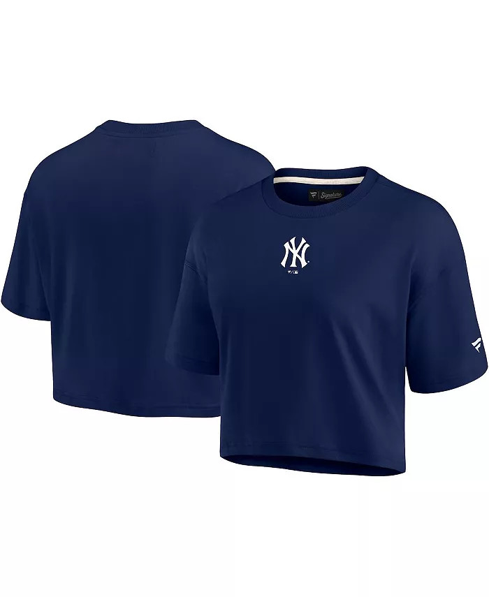 Women's Navy New York Yankees Super Soft Short Sleeve Cropped T-shirt | Macys (US)