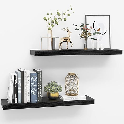 INHABIT UNION Black Floating Shelves for Wall，24in Wall Mounted Display Ledge Shelves Perfect f... | Amazon (US)