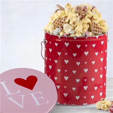 Valentine's Day Chocolate Popcorn Tin | GourmetGiftBaskets.com