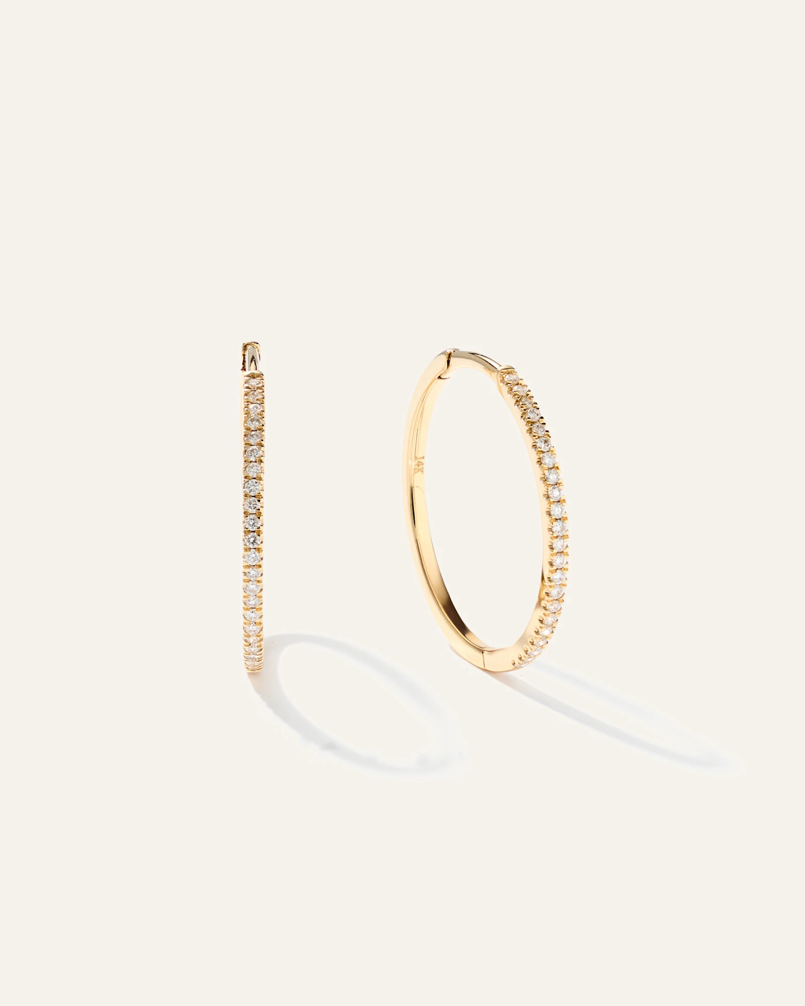 Quince | Women's 14K Gold Pave Diamond Medium Hoop Earrings in White Gold | Quince