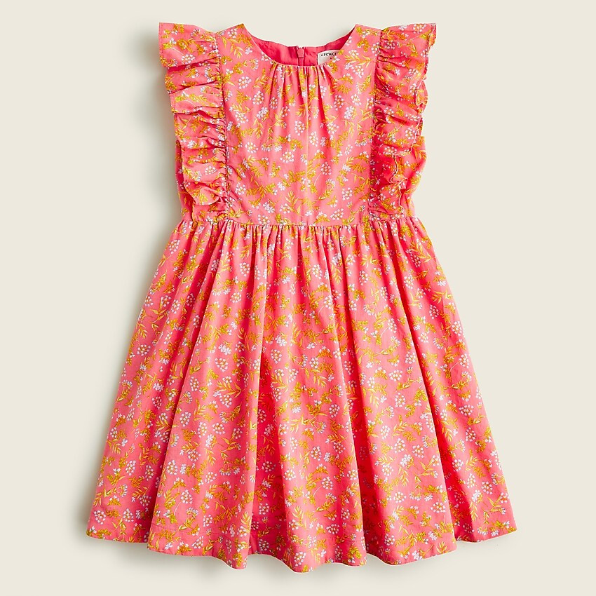 Girls' flutter-sleeve dress in pink wisp floral | J. Crew US