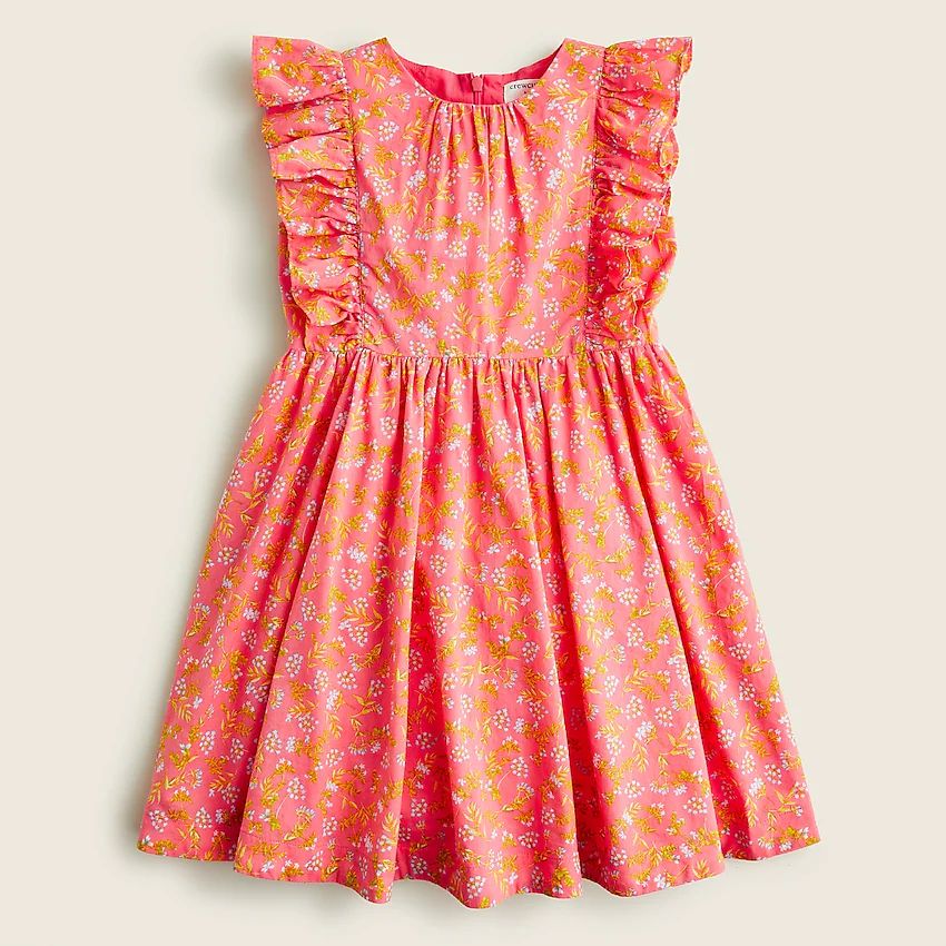 Girls' flutter-sleeve dress in pink wisp floral | J.Crew US