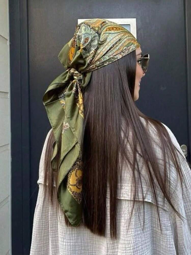 1pc Simple Printed Square Scarf, New Spring Fashion Bandana For Women, Can Be Used As Belt,Bag Decoration,Ribbon, Headband Or Headscarf Bandana,Hair Band,Head Band Ideal For Dressing Up Your Look | SHEIN