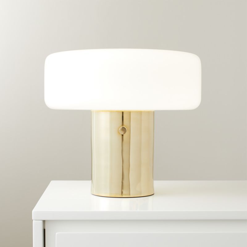 Pill Unlacquered Polished Brass Table Lamp with Glass Shade by Bill Curry + Reviews | CB2 | CB2