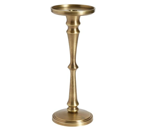 Booker Pillar Candleholders - Brass | Pottery Barn (US)