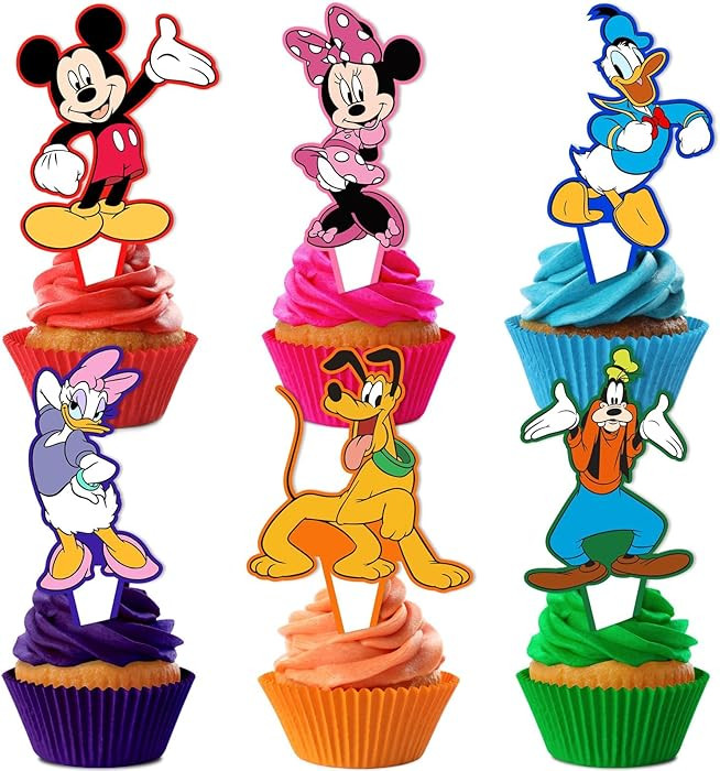 Mouse Birthday Party Supplies, 24PCS Cupcake Toppers Decorations for Mickey Party Supplies Decor | Amazon (US)