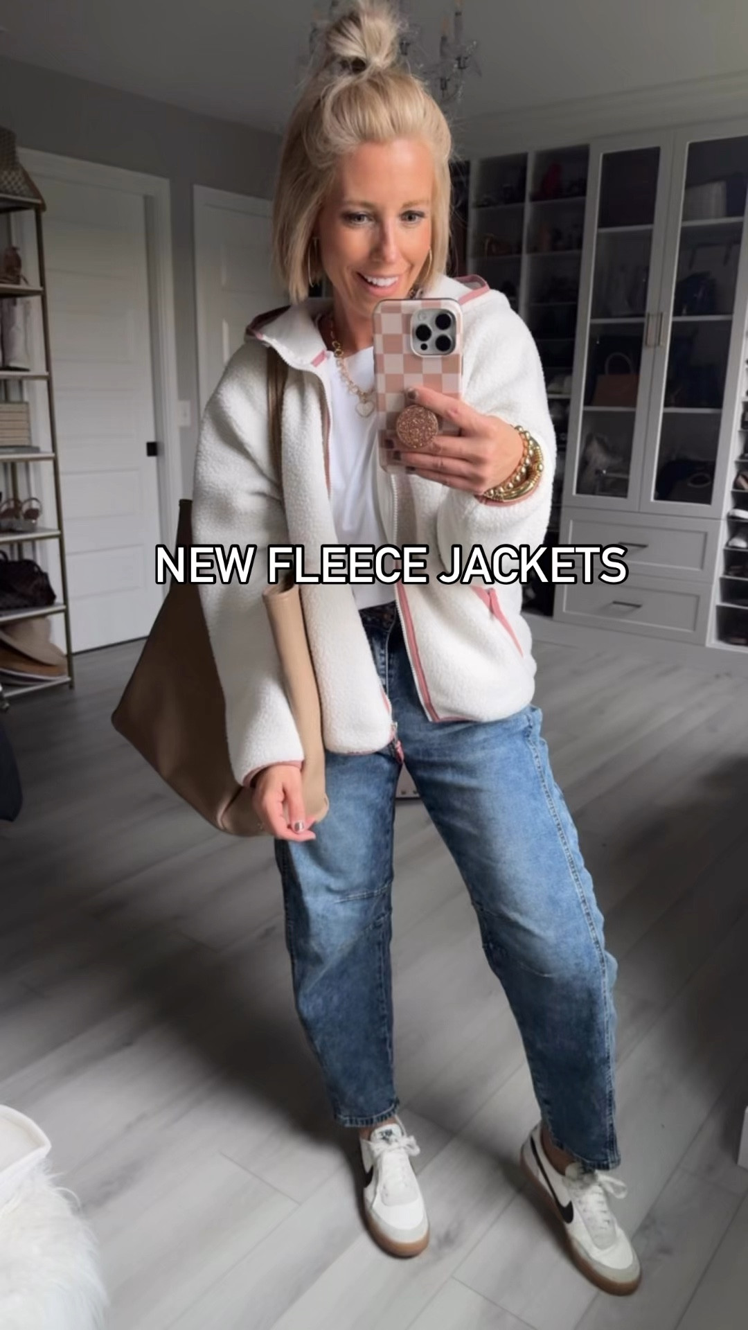 I love these cozy fleece jackets! I couldn’t pick a favorite color so I grabbed a few!!! I sized up to size medium but I think my true size small would still be nice and roomy!!!! 
⬇️⬇️⬇️
Fleece jackets size medium
Barrel jeans size small
Distressed jeans size medium
Shoes TTS

#LTKWatchNow #LTKFindsUnder100 #LTKFindsUnder50