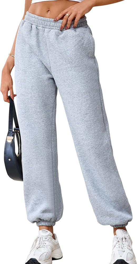 Sweatpants Womens Fleece-Lined Baggy Lounge Pants Active High Waisted Comfy Joggers for Women Fal... | Amazon (US)
