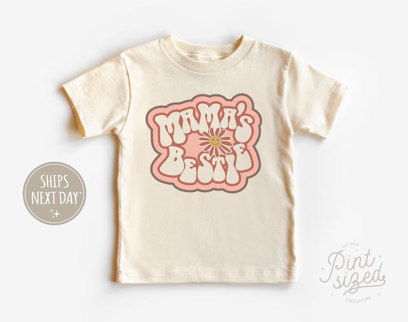 Mama's Bestie Toddler Shirt - Retro Girls Kids Shirt - I Love My Mom Natural Toddler Tee | Etsy (US)
