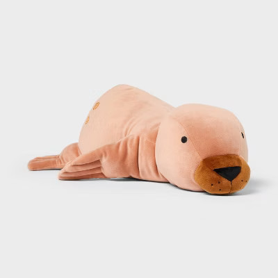 Seal Weighted Plush Kids' Throw Pillow Brown - Pillowfort™ | Target