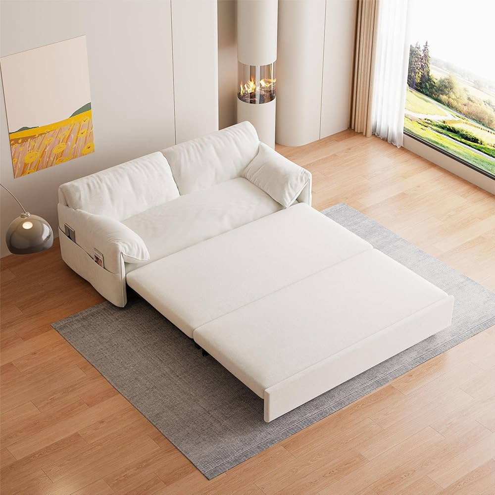 63.8" Queen Pull Out Sofa Couch Bed, 3 in 1 Convertible Sleeper Sofa with Side Storage, Velvet Lo... | Amazon (US)