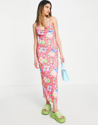 COLLUSION maxi slip dress in multi floral print | ASOS (Global)