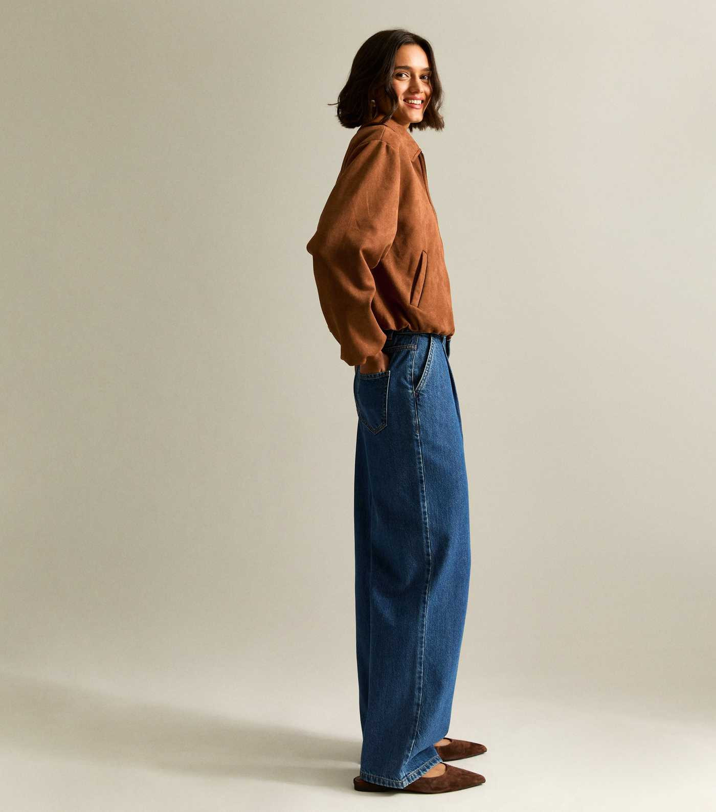 Tan Faux Suede Bubblehem Bomber Jacket | New Look | New Look (UK)