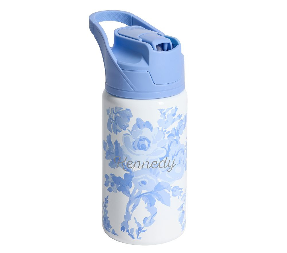 LoveShackFancy Blue Damask Floral Mackenzie Water Bottle | Pottery Barn Kids