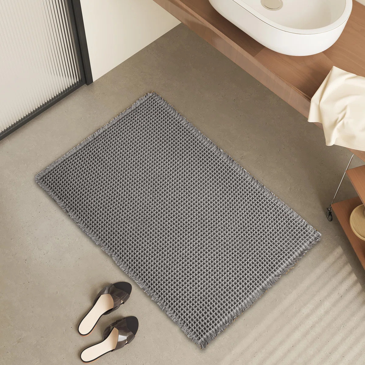 Waffle Weave Bath Mat Rug，Super Absorbent & Non-Slip Bathroom Rugs | Wayfair North America