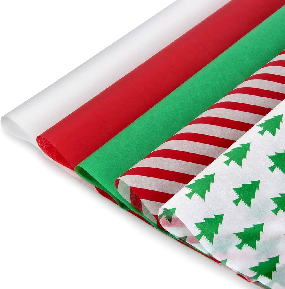 Blisstime Christmas Tissue Paper Gift Wrapping Paper, 120 Sheets, 13.5" X 19.5", White, Red, Gree... | Amazon (US)