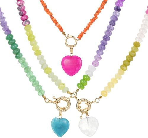 Trendy Stainless Steel Gold Plated Charm Necklace with Heart Pearl Pepper Conch Ceramic Pendant N... | Amazon (US)