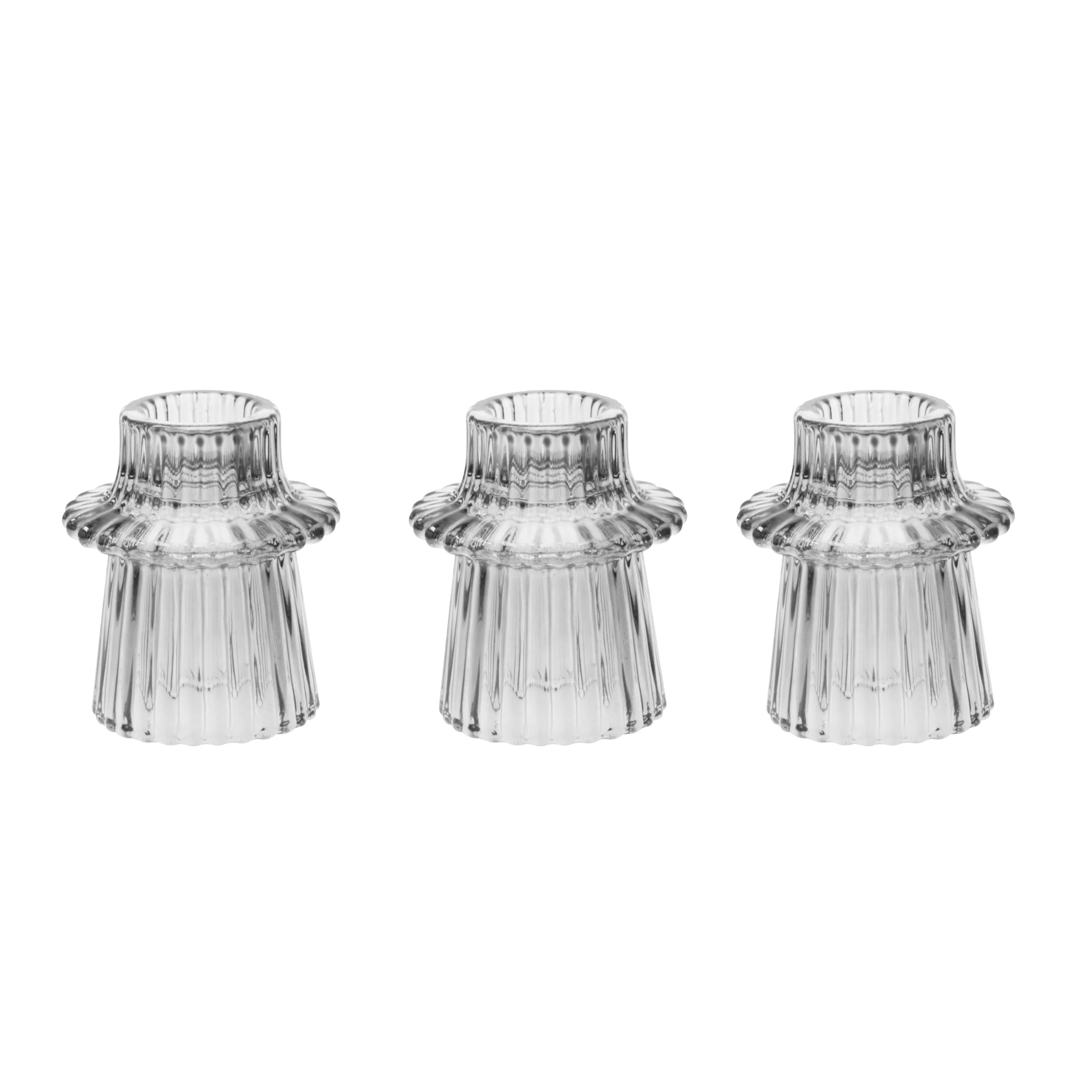 Mainstays Decorative Tabletop Candle Holder Set, Clear, Set of 3 - Walmart.com | Walmart (US)