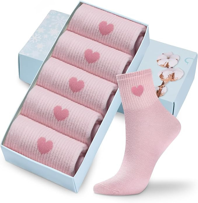 Corlap Women's Crew Socks Ankle High Cotton Fun Cute Athletic Running Socks Gifts For Women (5-Pa... | Amazon (US)