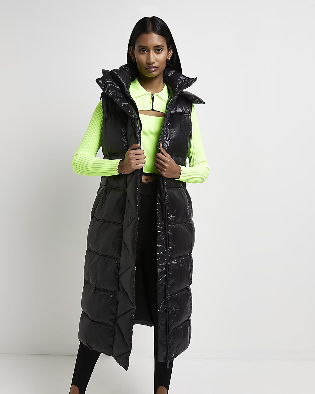 Black quilted hooded puffer gilet | River Island (UK & IE)