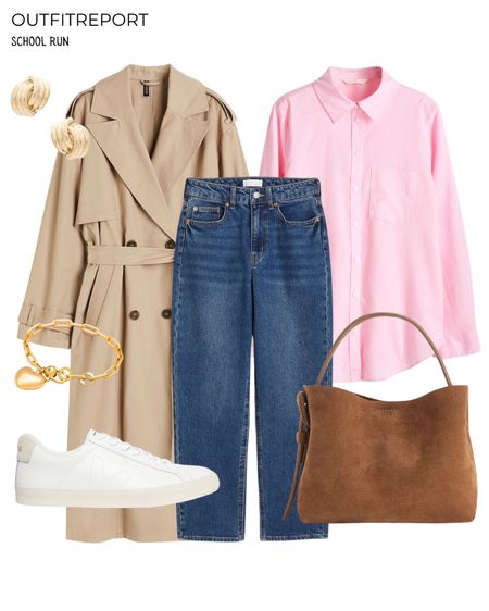 Trench coat outfit white veja sneakers trainers blue denim jeans pink shirt 

#LTKshoecrush #LTKitbag #LTKstyletip