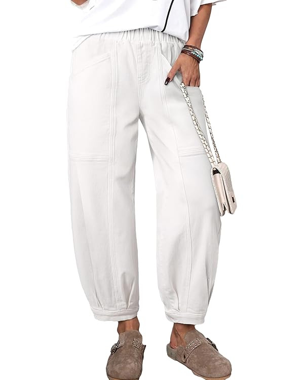 Sidefeel Barrel Jeans for Women Trendy Wide Leg High Waisted Cropped Baggy Relax Fit Stretch Pock... | Amazon (US)