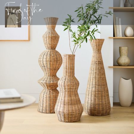 Floor vases are great for adding visual interest to a space as they guide the eye to different heights. These wicker floor vases are super chic!

#LTKhome #LTKFind #LTKfamily