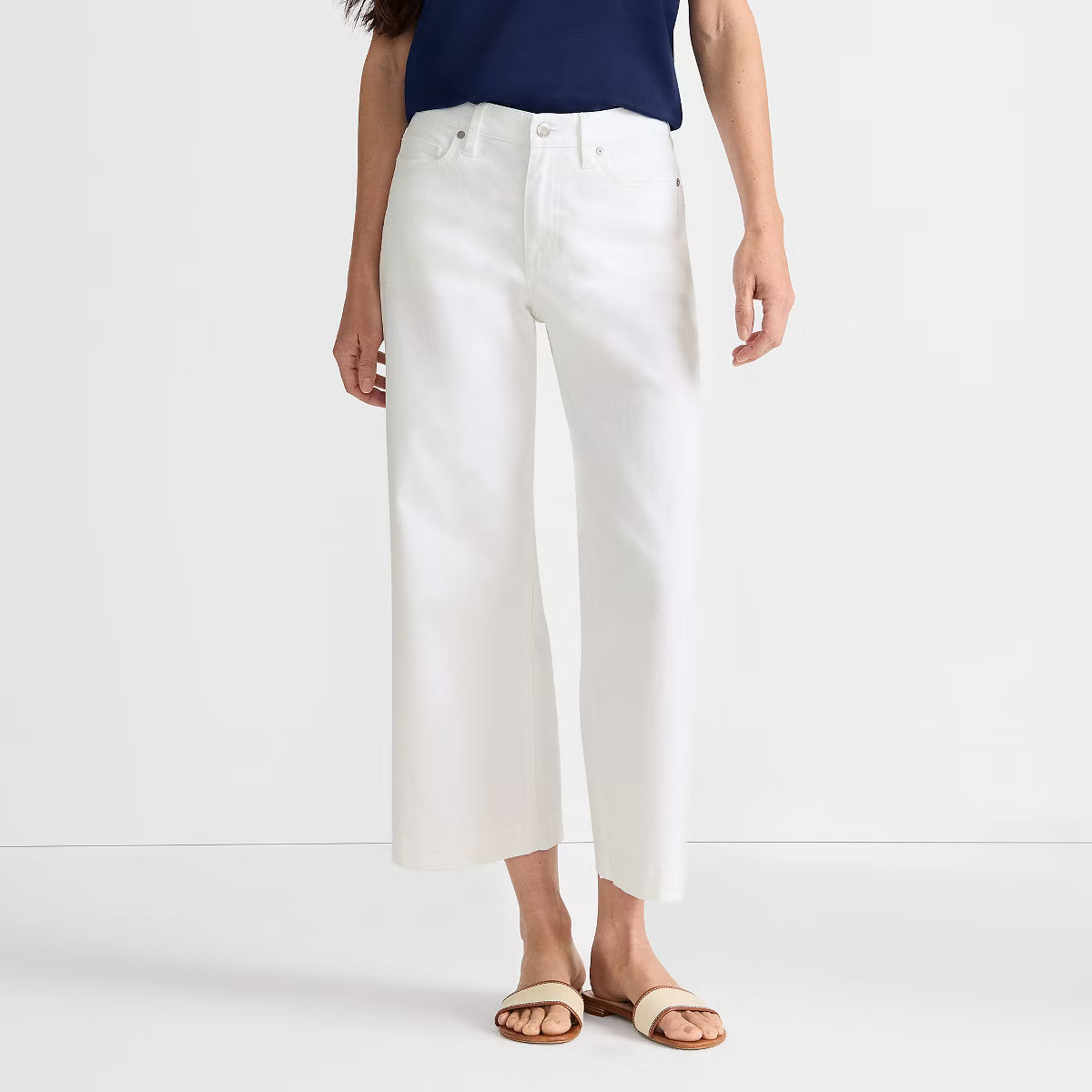 Lands' End Women's Recover Denim High Rise Wide Leg Crop Jeans | Target