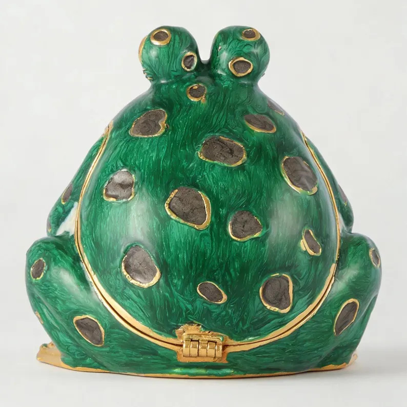 Whimsical Frog Trinket Box, Enamel Lucky Frog Coin Bank, Vintage Garden Whimsy | Etsy (US)