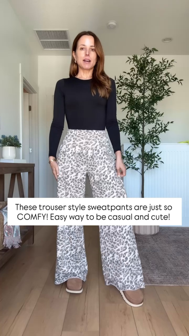 Leopard trouser style sweatpants in XXS regular. Denim jacket in XXS petite. Ugg golden star clogs - I went up half a size to make room for socks. Amazon seamless bodysuit in XS. Travel outfit. Casual outfit. Mom outfit. 


#LTKgrwm #LTKTravel #LTKootd