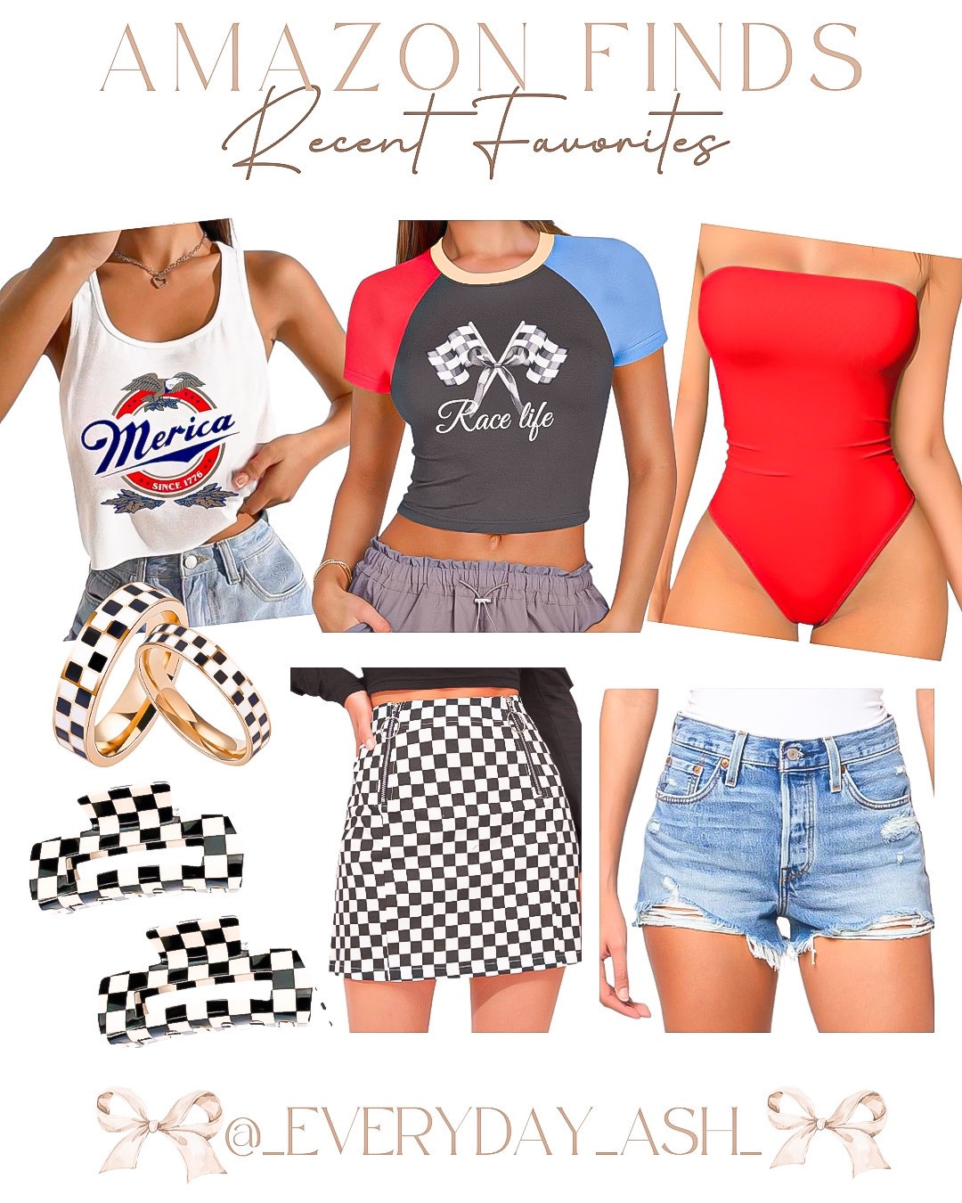 NASCAR 🖤🏁

Merica’ shirt, race life shirt, red tube top bodysuit, checkered accessories, checkered skirt, Levi denim shorts , Amazon fashion 

#LTKStyleTip #LTKBeauty #LTKFindsUnder50