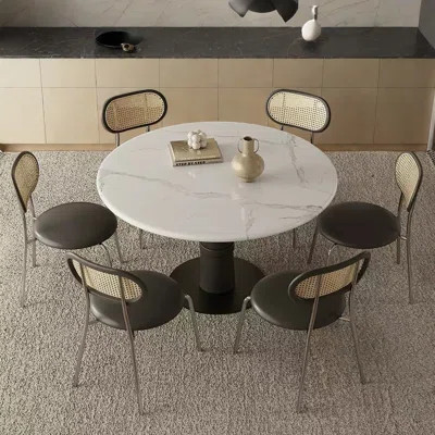 Chic Round Faux Marble Dining Table Set | Wayfair North America