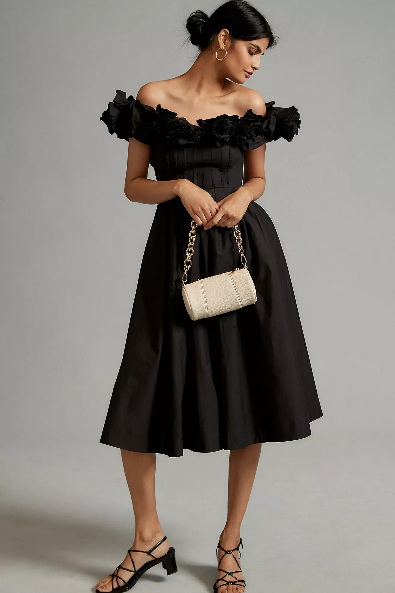 Maeve Ruffled-Neckline Pleated Dress | Anthropologie (US)