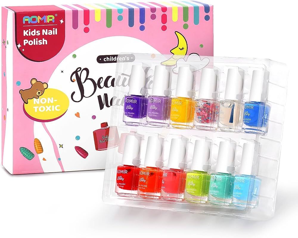 AOMIR kids nail polish set,Non Toxic Kids Nail Polish Set for Toddler,Water-Based Natural Safe Qu... | Amazon (US)