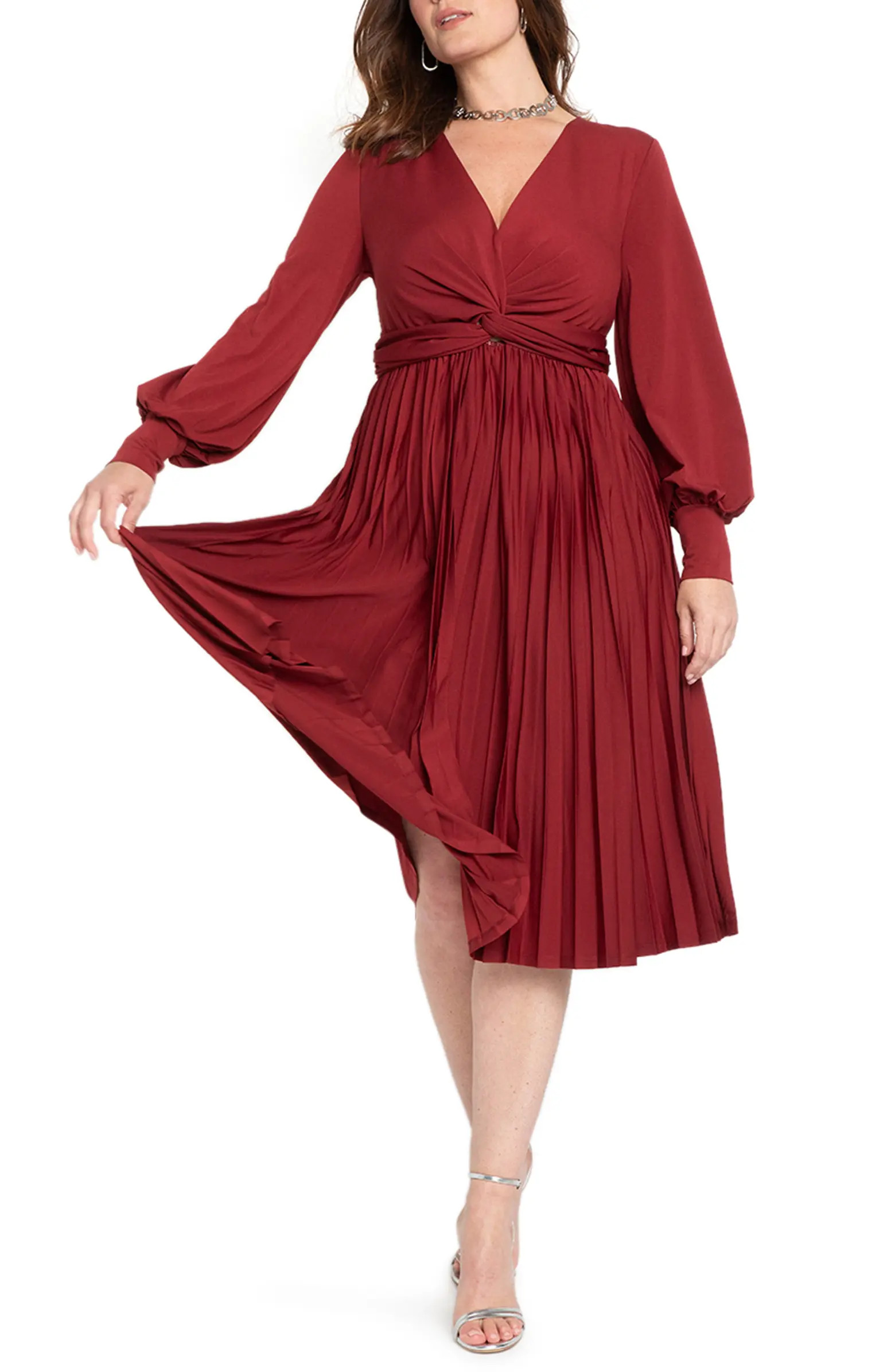 Knot Front Pleated Skirt Dress | Nordstrom