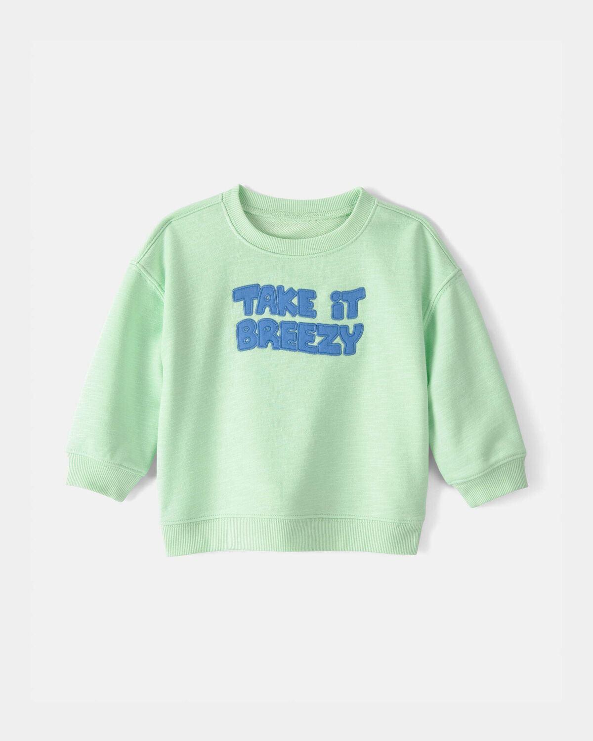 Baby 'Take It Breezy' French Terry Pullover Sweatshirt - Green | Carter's Inc