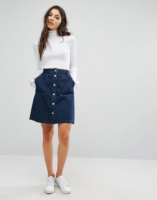 Only Denim Skirt with Button Front | ASOS US