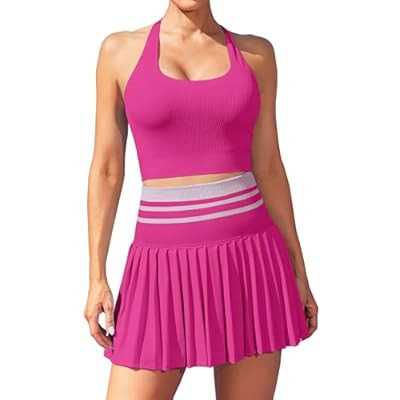ATTRACO 2 Piece Tennis Dresses for Women High Waisted Pleated Skirt Sets S… | Amazon (US)