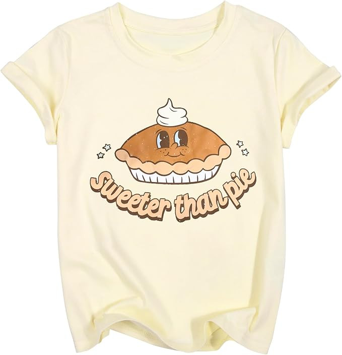 Toddler Baby Girl Boy Thanksgiving Shirts Sweeter Than Pie T Shirt Kids Fall Autumn Short Sleeve ... | Amazon (US)