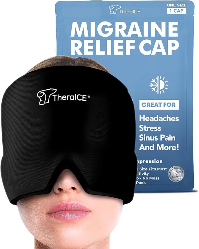 TheraICE Migraine Relief Cap, Soothing Headache Ice Pack Mask Products, Cooling Gel Hat, Face Col... | Amazon (US)