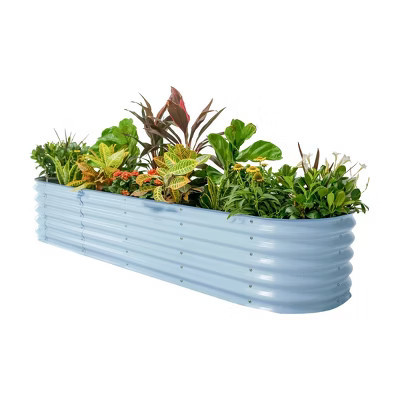 Vego Garden 9-in-1 Modular Rectangular Metal Outdoor Raised Garden Bed Sky Blue 42"x78"x17" | Target