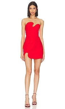 Amanda Uprichard X Revolve Strapless Puzzle Mini Dress in Crimson from Revolve.com | Revolve Clothing (Global)