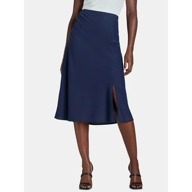 Time and Tru Women's Midi Slip Skirt, Sizes XS-XXXL | Walmart (US)