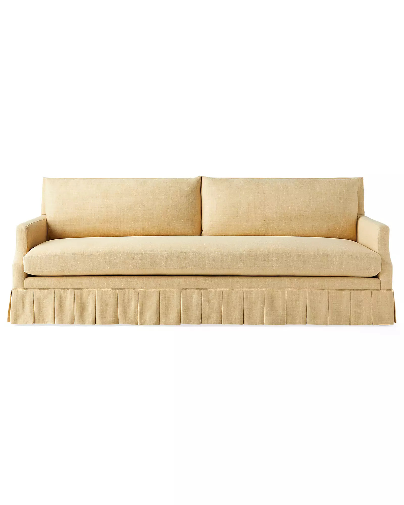 Grady Notch Arm Pleated Sofa in Wheat Washed Linen | Serena and Lily