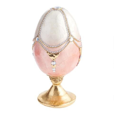 Pier Place Peach Capiz Shell Jeweled Egg Decor With Stand | World Market