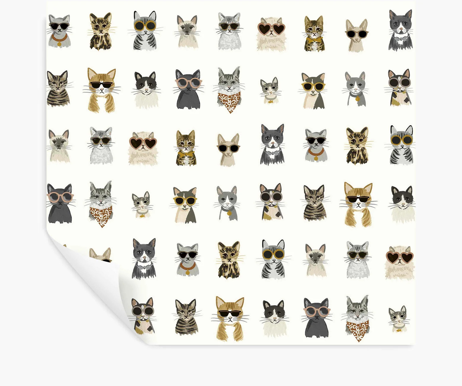 Cool Cats Peel & Stick Wallpaper - Grey & Gold | Rifle Paper Co.