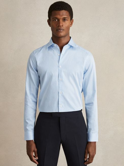 Slim Fit Cotton Satin Cutaway Collar Shirt | Reiss UK